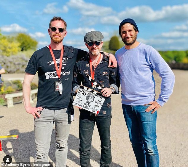 'Done & Done & Done': Peaky Blinders filmed its sixth and final season in Cheshire on Thursday, as the show's director, Anthony Byrne, 45, in the middle of the picture, announced