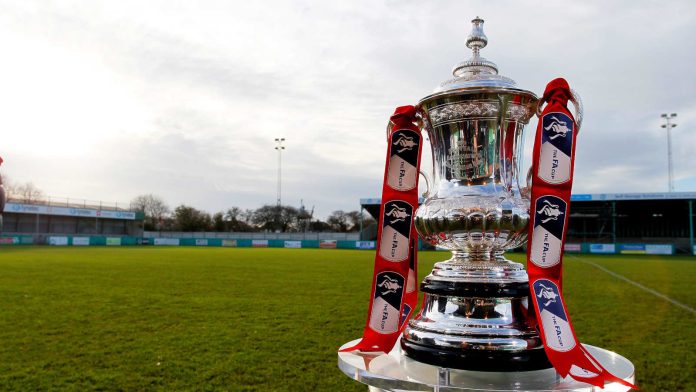 The FA Cup on display at Blyth Spartans in 2015